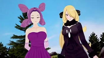 Abspielen Pokemon Big Tits Dreier mit Cynthia und Fantina